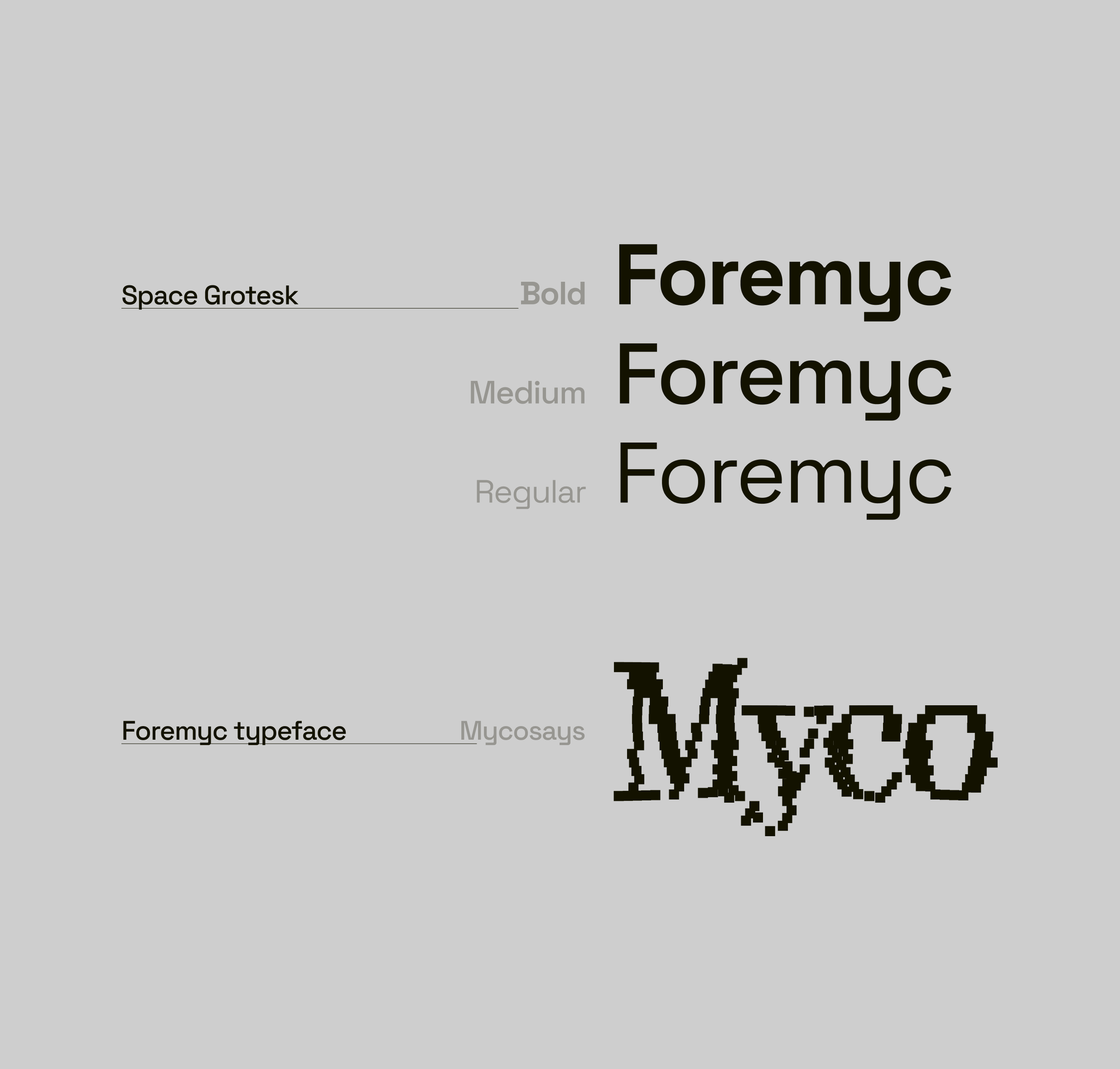 Graphic of a typography specimen showing the alphabet and numerals on top of a dark gray background.