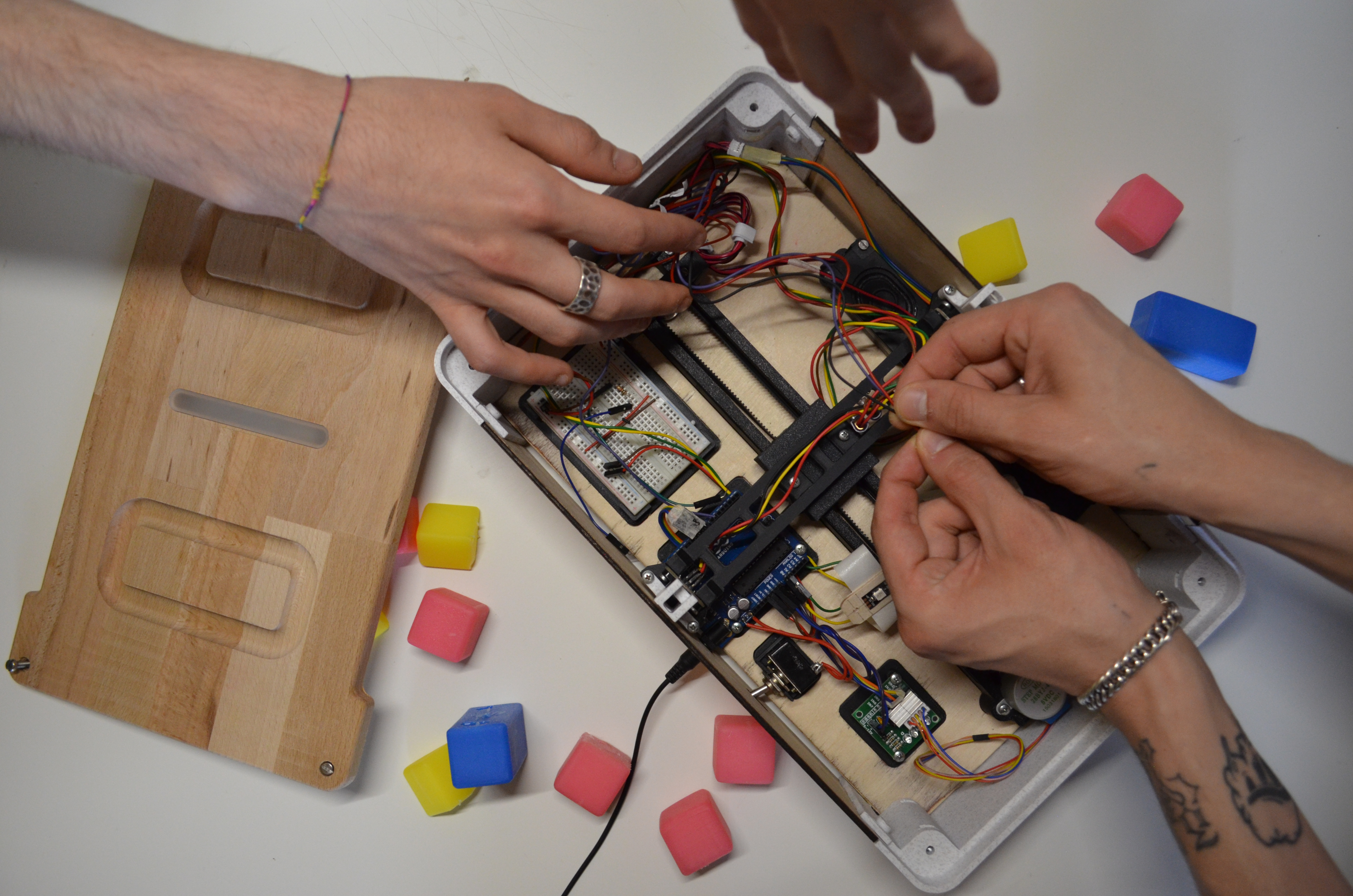 Graphic depicting UI-styled buttons with different categories of interior design items on top of an image of a modern interior living room.